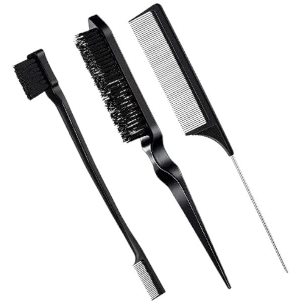 Hair Styling Set (Easy to use hair styling tools) Set Include Edge Brush, Straight Tail Comb, and 3 Row Brush